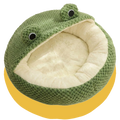 Green frog-shaped pet bed