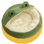 Green frog-shaped pet bed