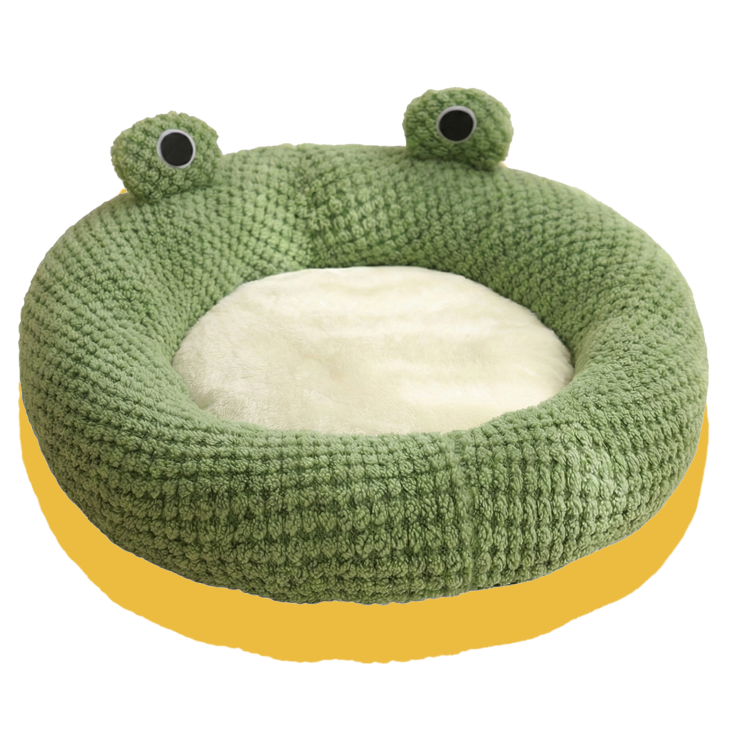 Green frog circular pet bed