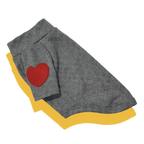 Gray dog sweater with a red heart