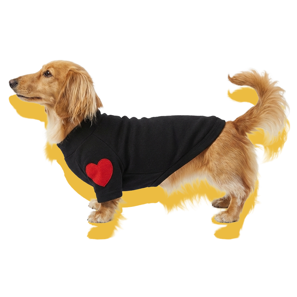 Heart Plush Warm Fleece Dog Sweater Black