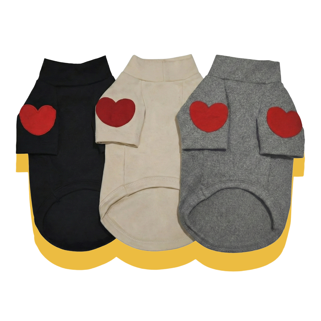 Heart Plush Warm Fleece Dog Sweater Grey
